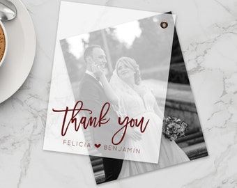 Personalized photo thank you cards - wedding photo cards - custom layered vellum picture card - FELICIA