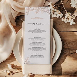 Menus de mariage imprimés sur papier d'aluminium - décoration florale pour réception de mariage - menus personnalisés — BROOKLYN