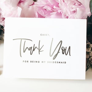 Merci d'avoir été ma carte de demoiselle d'honneur - cartes de remerciement de fête de mariage - carte de remerciement de demoiselle d'honneur en aluminium - CASEY