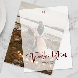 Personalized layered picture card - vellum wedding thanks - custom photo thank you cards  - IRINA