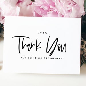Obrigado por ser meu cartão de padrinho - cartões de agradecimento para festa de casamento - cartão de agradecimento para padrinho em papel alumínio - CASEY