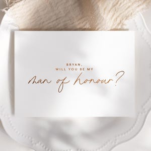 Will you be my man of honour card - personalized wedding party proposal cards - foil man of honour proposal card - ARIA