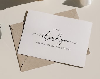 Thank you for capturing our big day wedding card - wedding vendor thank you card - foil photographer and videographer card - JULIA