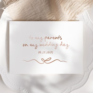 À mes parents le jour de mon mariage - souvenir de mariage en aluminium - carte personnalisée avec noeud pour mariage - AVA