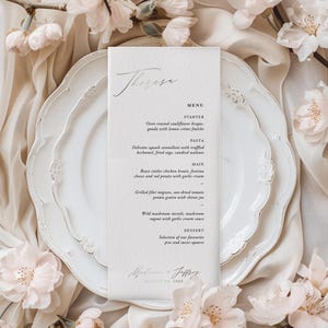Carte de menu de mariage personnalisée - menus imprimés en aluminium pour votre réception de mariage - décoration de table de mariage élégante — THERESA