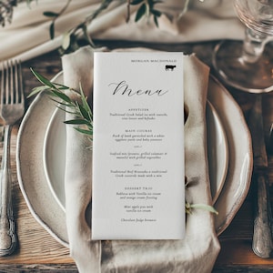 Carte de menu de mariage personnalisée - menus imprimés pour votre réception de mariage - décoration de table de mariage élégante — MORGAN