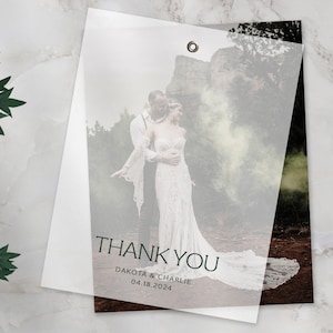 Cartes de remerciement avec photo de mariage - Carte de remerciement de mariage personnalisée - Carte de superposition vélin personnalisée - DAKOTA