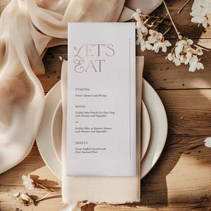 Carte de menu de mariage personnalisée - décoration de table de mariage élégante - menus imprimés en aluminium pour votre réception de mariage — SAWYER