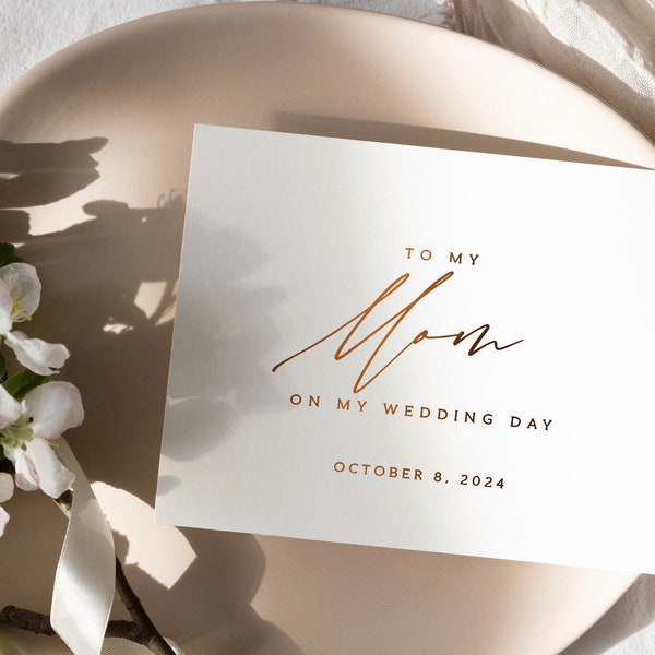 To my mom on my wedding day card - on-the-day wedding cards - foil mother-of-the-bride card - STELLA