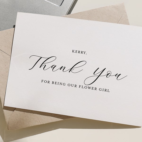 Thank you for being my flower girl card - wedding party thank you cards - foil flower girl thanks card - KERRY