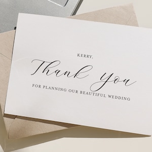 Bedankt voor het plannen van onze prachtige trouwkaart - bedankkaart bruiloftsleverancier - folie weddingplanner bedankkaart - KERRY