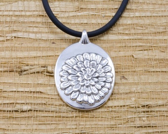 Silver Chrysanthemum flower pendant, November birth month flower, November flower of the month, bridesmaid gift