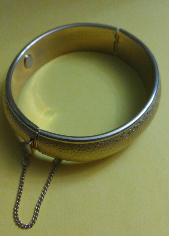 Vintage Hobe Hinged Bangle Bracelet, Security Chai