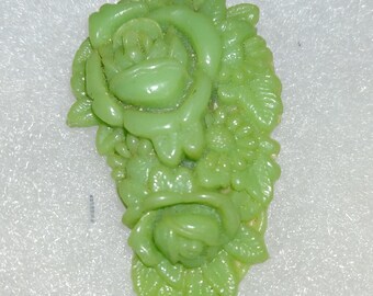 Vintage Molded Jade Green Thermoset Celluloid Dress Clip