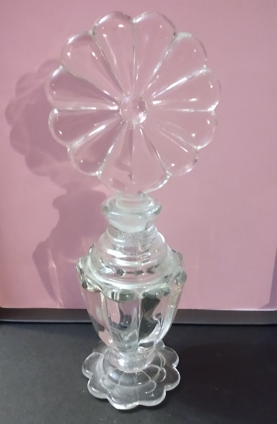 Vintage Pressed Glass Perfume Bottle Glass Stopper
