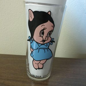 Vaso vintage de Pepsi de la década de 1970 con la imagen de Petunia Pig