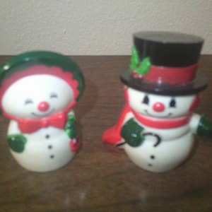 Miniatura vintage de muñeco de nieve de Mr. y Mrs. Merry de Hallmark