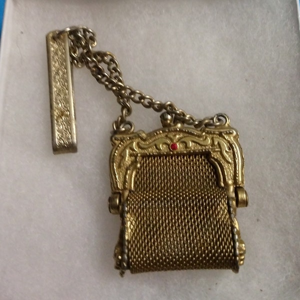 Vintage Mesh Chatelaine Coin Purse Belt Clip