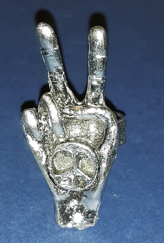 Vintage 70's V for Victory Peace Sign Adjustable R
