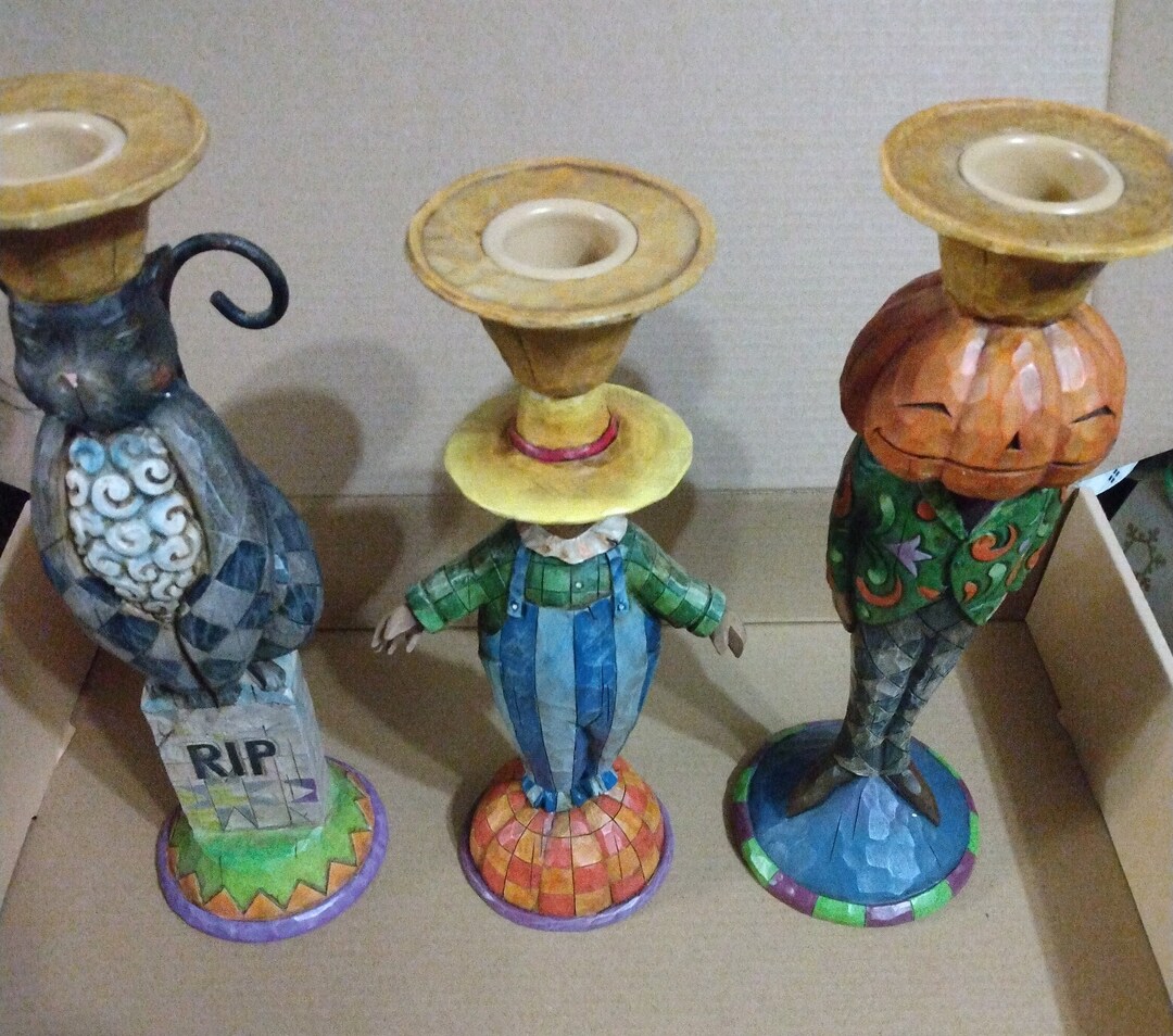Vintage Jim Shore Halloween Taper Candle Holders Etsy