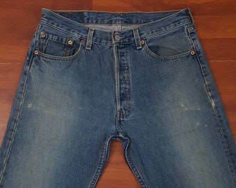 90's Distressed Stained Trashed Levi's 501 Jeans - Fits Like 32.5W 29L - Made in the USA - Vintage Levis - Distressed Levis - Stained Levis