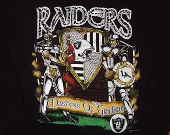 90's Los Angeles Raiders Black and Silver Sweatshirt - Fits Like M/L - Made in USA - Masters of the Gridiron - Vintage Raiders - NWOT