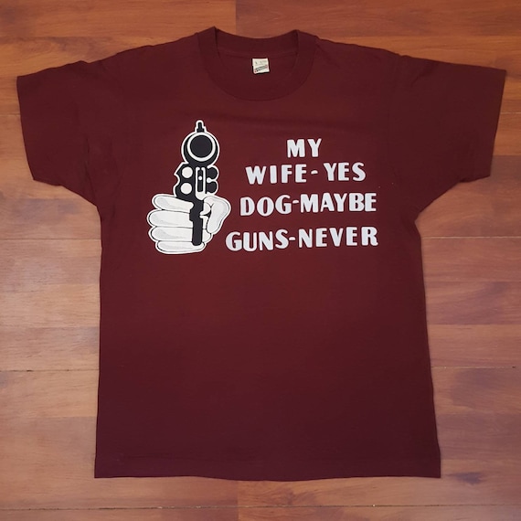 80's 2nd Amendment Shirt - Maroon - Fits Like a L… - image 1