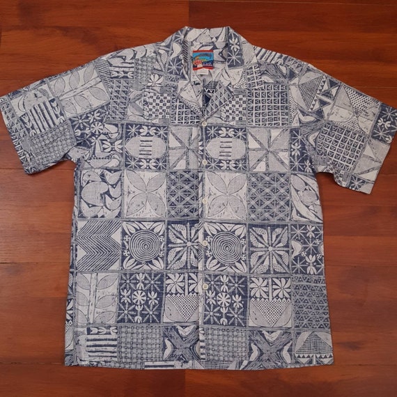 90's Reverse Tribal Joe Kealoha Hawaiian Shirt - … - image 1