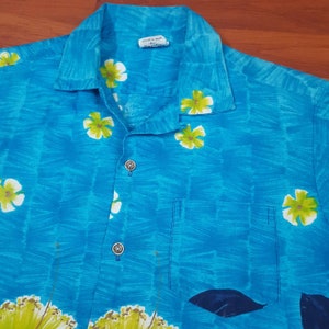 50's or 60's Hawaiian Surf Pacific Sportswear Shirt Fits Like S/M Made in USA Vintage Hawaiian Shirt Blue Green Pink Vintage Aloha image 3