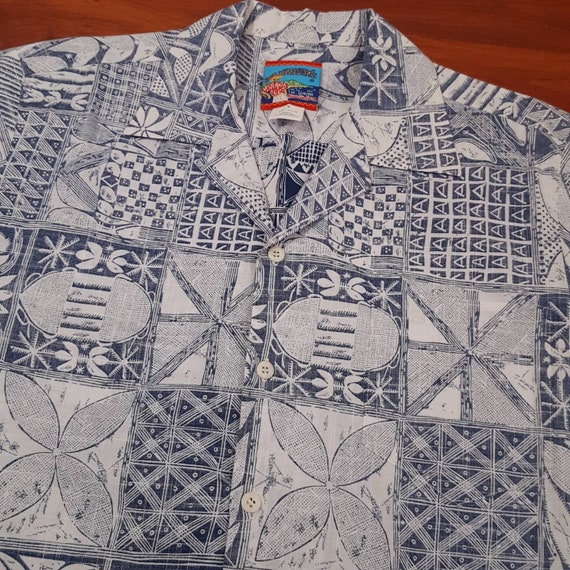 90's Reverse Tribal Joe Kealoha Hawaiian Shirt - … - image 3