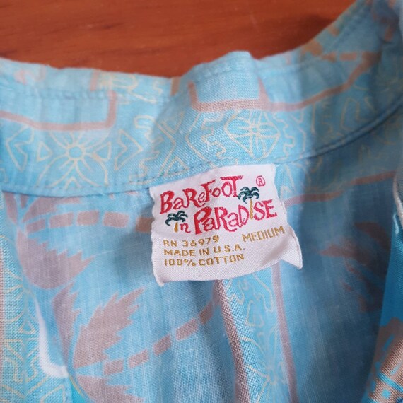 70's Sky Blue Barefoot in Paradise Pull Over Hawa… - image 4