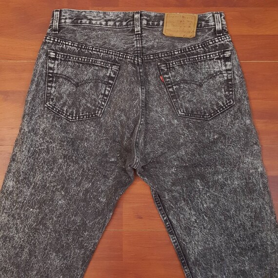 80's Black Acid Wash Levi's 501 Jeans - Fit Apprx