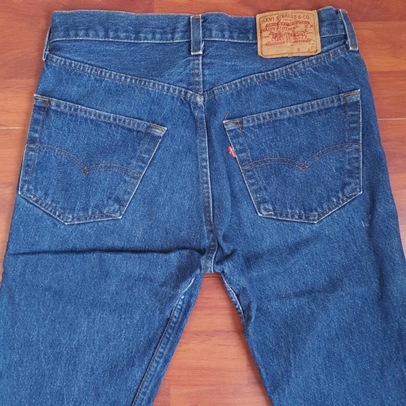 80's Frayed Hem Levi's 501 Jeans Medium Dark Wash - Etsy