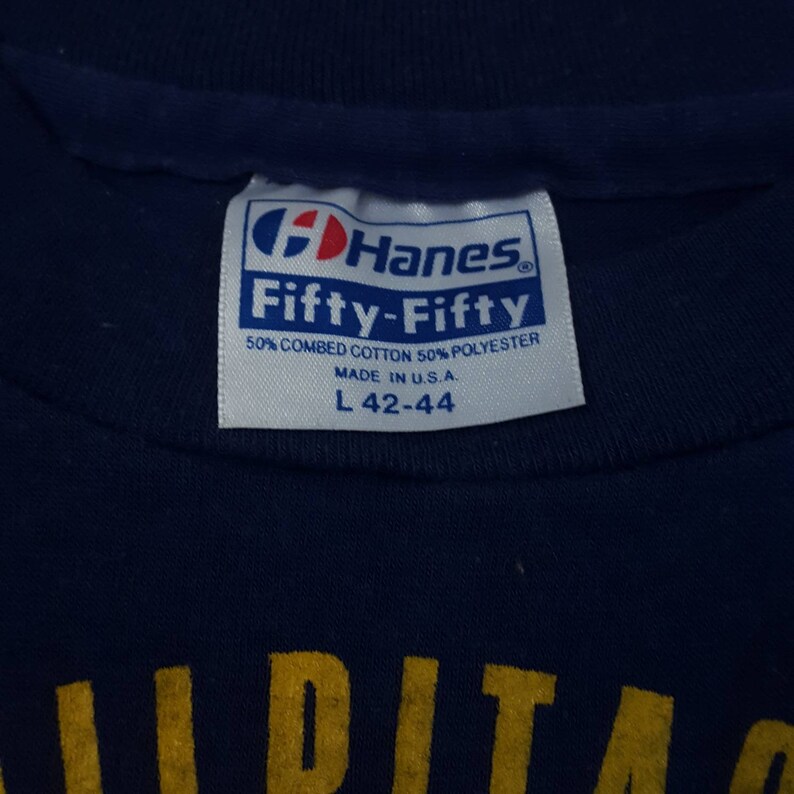 Blue Made in USA 80/'s Running Shirt Vintage Hanes Fifty-Fifty Vintage Running Milpitas July 4th Firecracker 10,000 Fits Like M