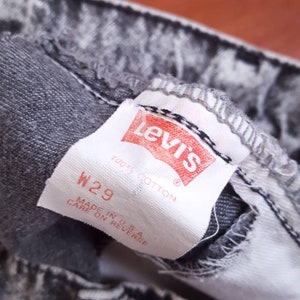 80's Levi's 561 Shorts Acid Wash Patchwork Levi's Shorts Fit Like 29W Vintage Levi's Cut Off Shorts Black Levi's Shorts Big Tab image 7