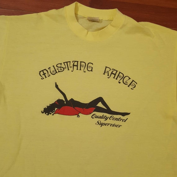 70's Faded Yellow Mustang Ranch Quality Control S… - image 2