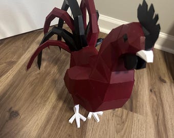 GAMECOCKS 3D Poly Papercraft - Rooster Free Standing, Garnett, Black, White