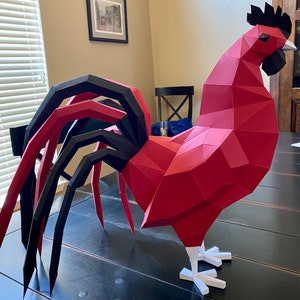 South Carolina GAMECOCKS 3D Poly Papercraft - Rooster Free Standing, Garnett, Black, White