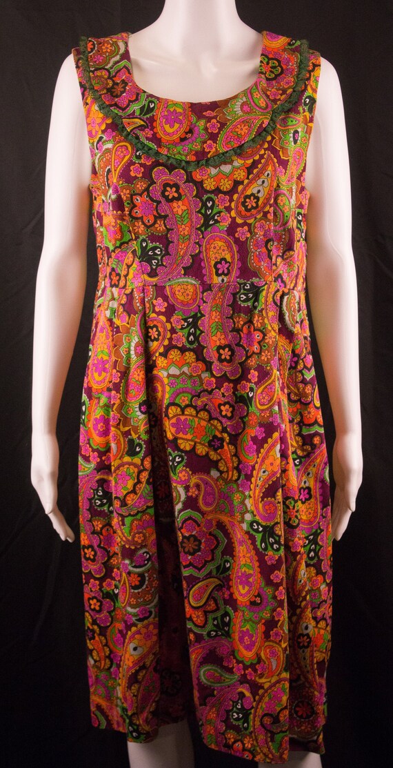 Vintage 60's Hippie Psychadelic Sleeveless Dress -