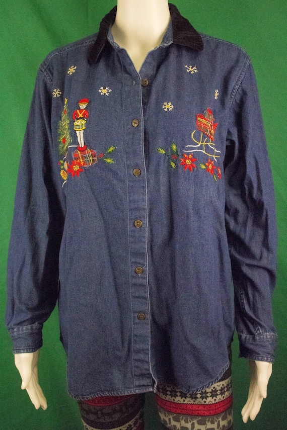 denim christmas shirt