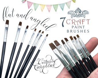 Set of 7 Craft Brushes for Painting or Clay Smoothing, Budget Affordable Small to Medium Bundle
