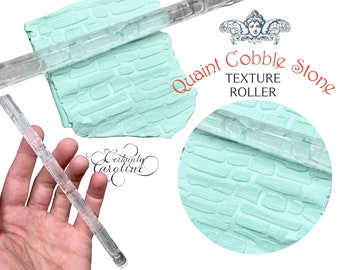 Stone or Brick Texture Roller for Clay & Fondant, Cobble Stone Path Wall Pavement Fantasy Road Pattern Acrylic Rolling Pin Emboss Hand Roll