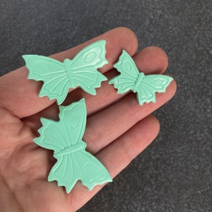 Set of 3 Butterfly Plunger Cutters for Fondant, Polymer Clay, Jewelry, Dough, Small Insect Shape Wings Impression Push Cutter Tool image 3