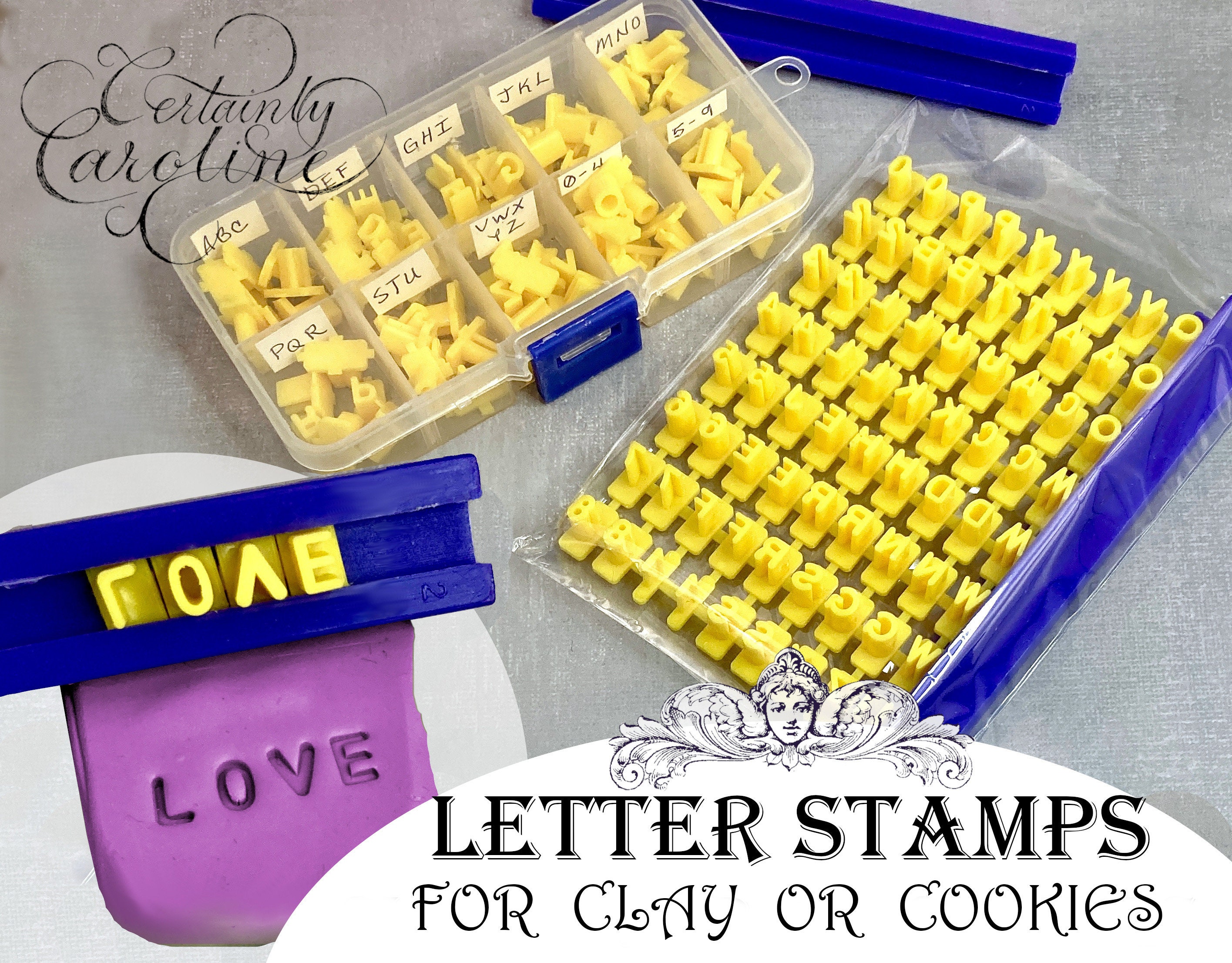 12 Pcs Alphabet Cake Stamp Tool Kit,Aulufft 5 Pcs DIY Cookie Stamp Letters and Numbers Fondant Cake Mold,2Pcs Acrylic Stamping Blocks,5PCS Cake