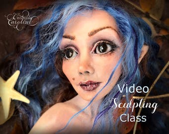 Art Doll Making Tutorial ~ Polymer Clay Tutorial ~ How to Sculpt ~ Dollmaking Online Course: Video, eBook, Template ~ Mermaid Art Doll Class