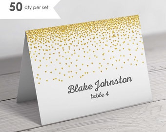 50 Folded Place Cards- Escort Cards Wedding- Wedding Place Cards- Wedding PlaceCards- Wedding Name Cards- Gold Place Cards- Gold Wedding