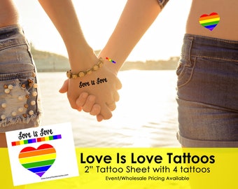 Love Is Love- LGBT Gay Pride Tattoos- Rainbow Heart Tattoo- Rainbow Pride Hearts- LBGT Tattoos- Love Wins Tattoo- Rainbow Pride