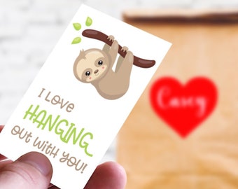 12 Sloth Valentine- Sloth Valentines Day- Classroom Valentines- Class Valentines- Class Valentine Cards- School Valentines- Girls Valentine