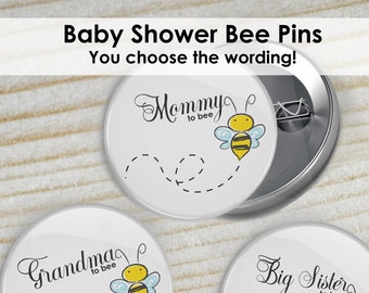 Mommy to Bee Pin- Bumble Bee Baby Shower Decorations- Baby Shower Pins- Baby Shower Corsage Boy or Girl- Mom to Be Pin- Grandma to Be Pin