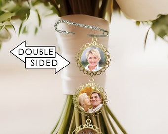 Double Sided Bouquet Photo Charm- Wedding Memorial Charm- Walk With Me Down the Aisle Charm- Bridal Charms- Bridal Keepsake- Bouquet Picture
